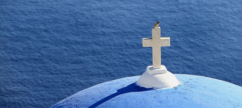 Santorini Church overlooking the Sea